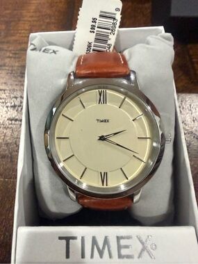Timex Men's Classic Tan Leather Strap Watch - Cream Dial